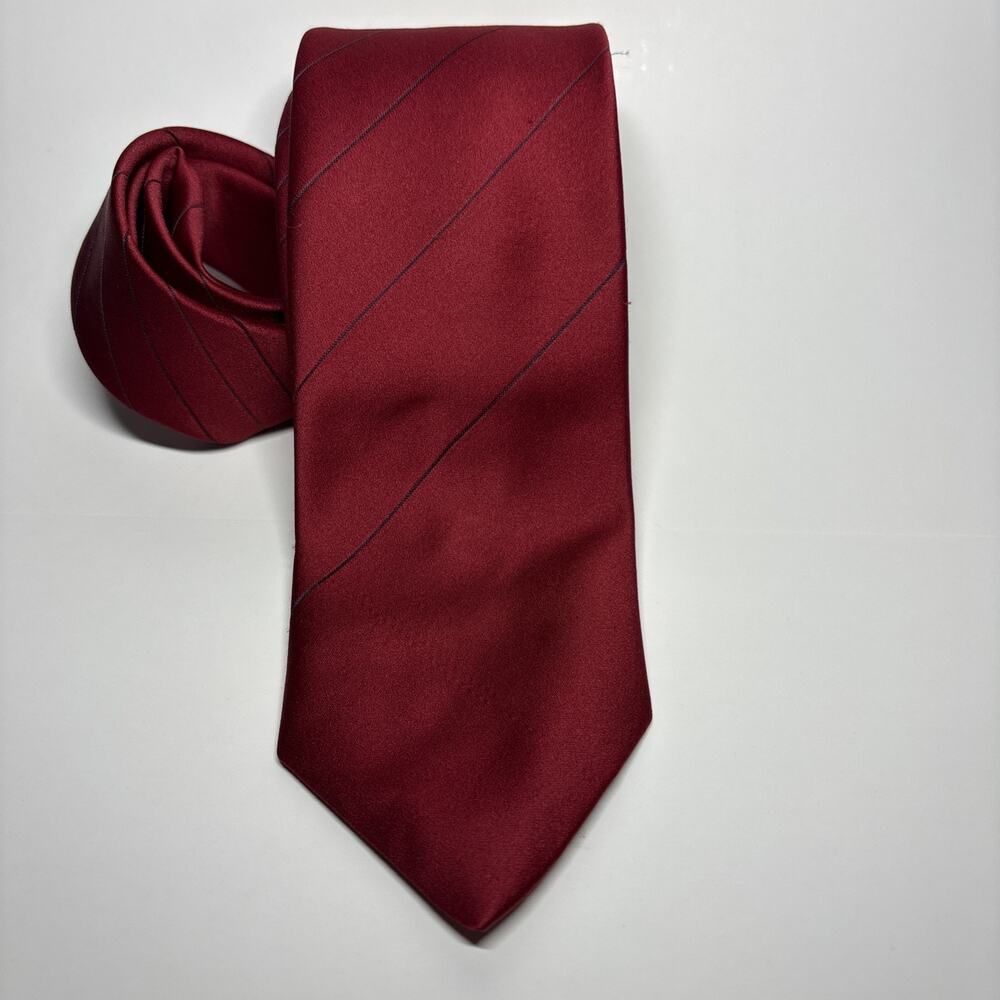 Bellini Burgundy Blue Striped Men’s Neck Tie Hand Made In Italy